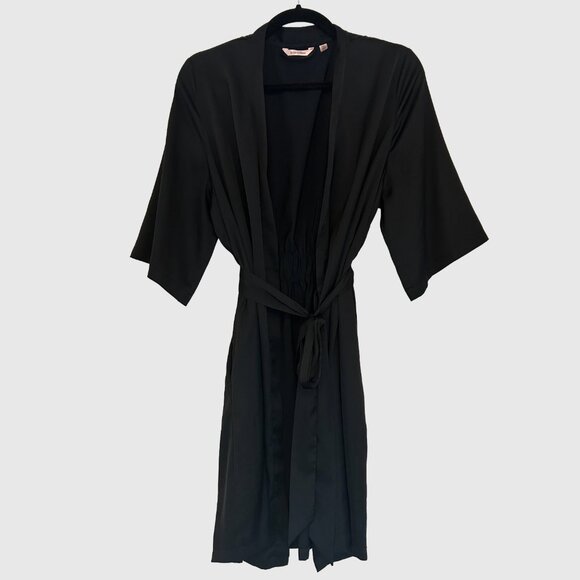 La Vie En Rose Women's Satin Kimono - Black - US M - Picture 4 of 7